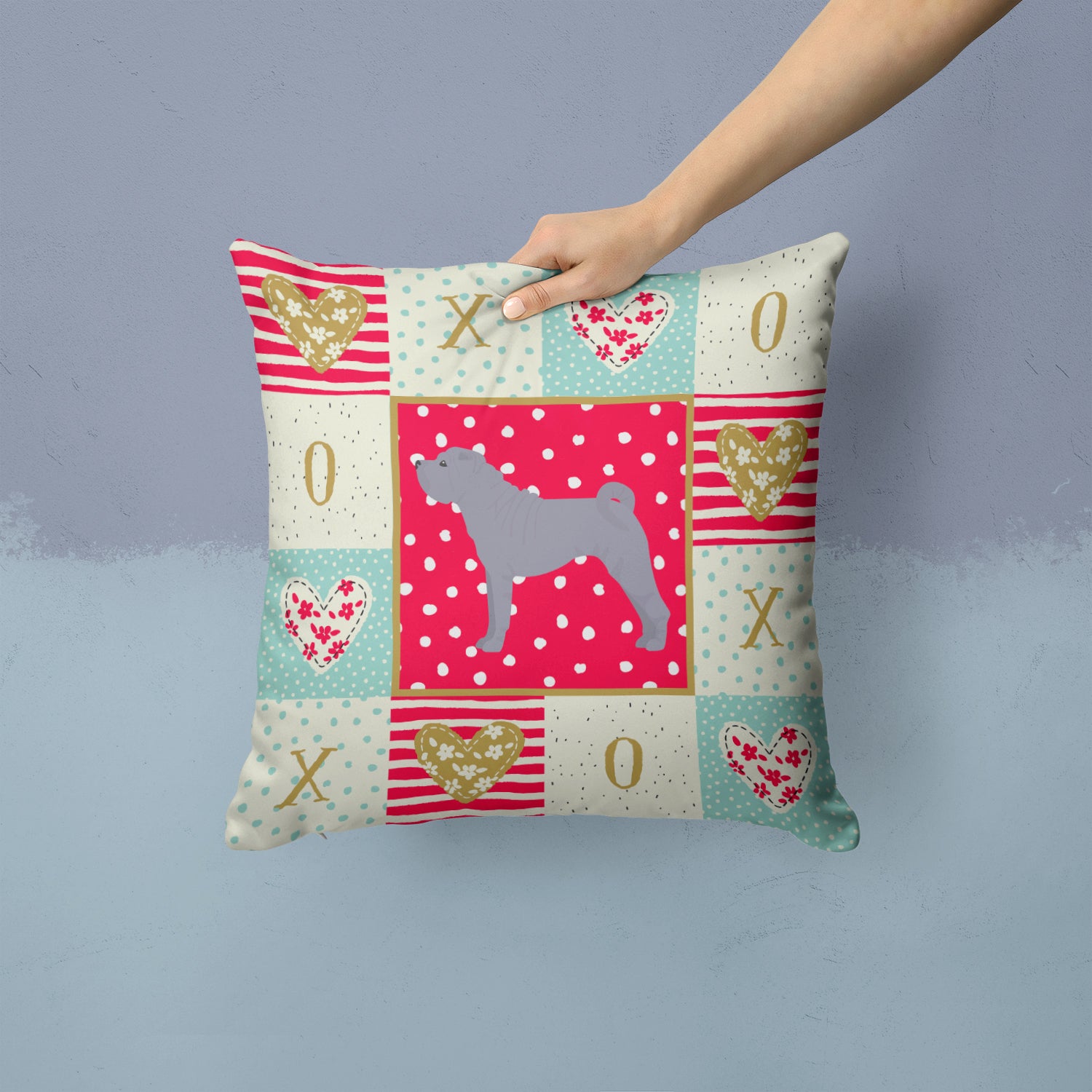 Shar Pei #1 Love Fabric Decorative Pillow CK5893PW1414 - the-store.com