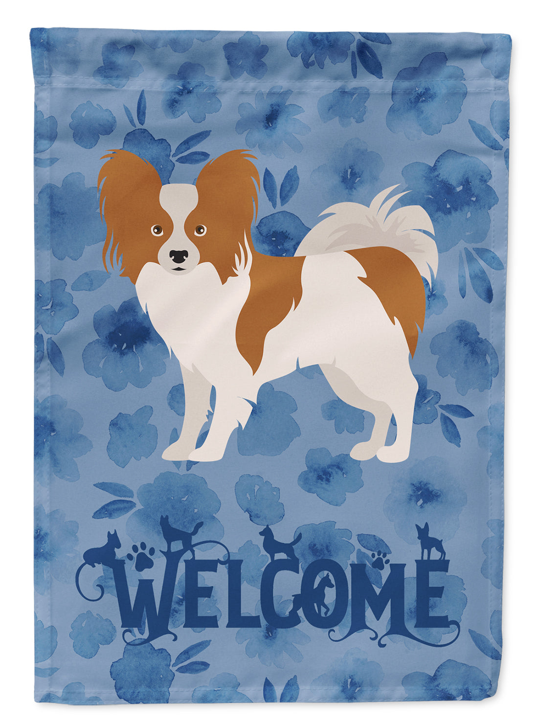 Papillon #1 Welcome Flag Canvas House Size CK6027CHF