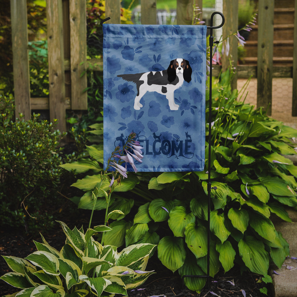 Tricolor Cavalier Spaniel Welcome Flag Garden Size CK6068GF