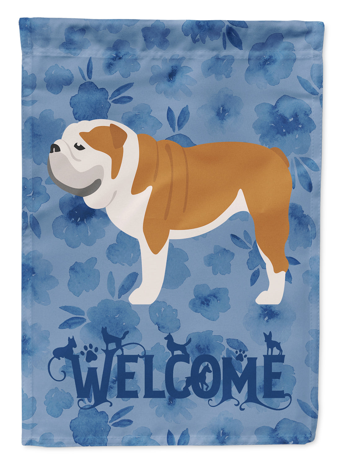English Bulldog Welcome Flag Canvas House Size CK6189CHF