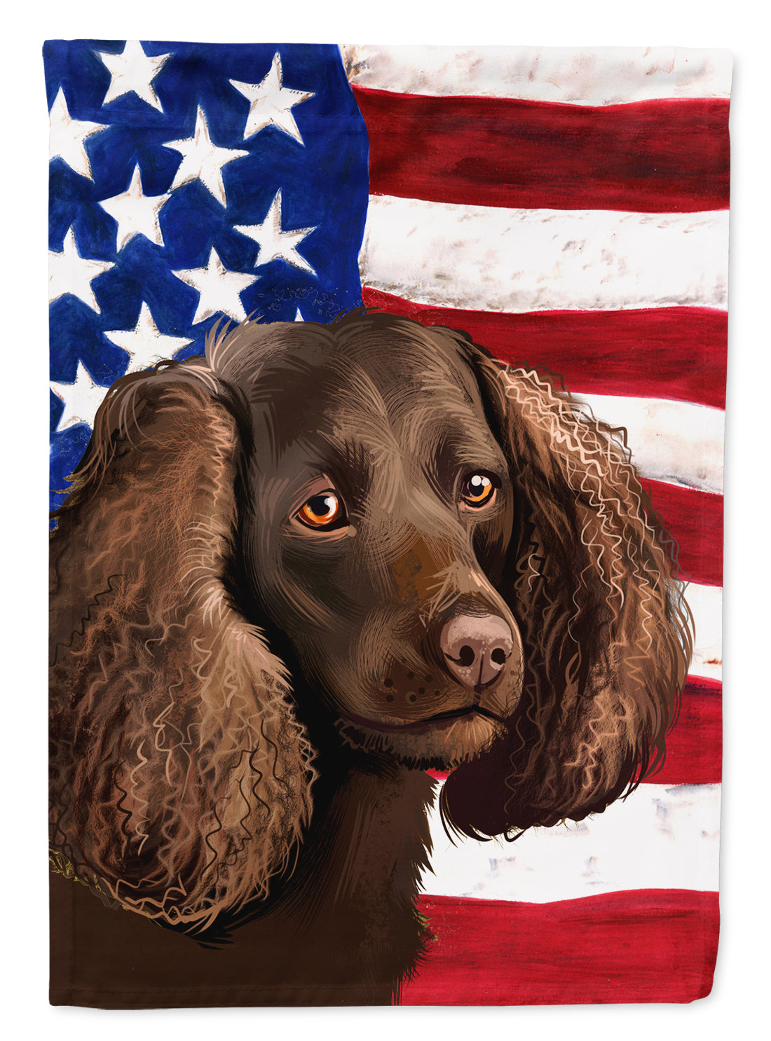 American Water Spaniel  American Flag Flag Canvas House Size CK6402CHF