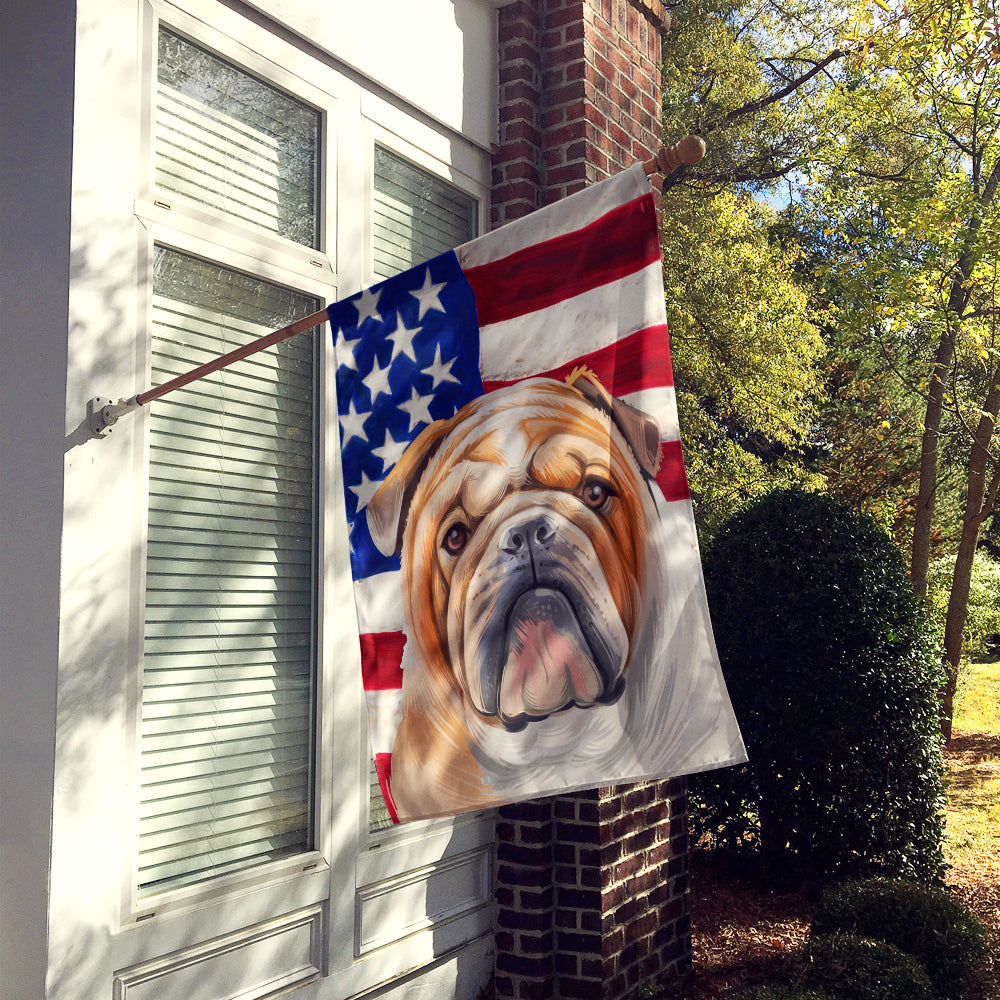 English Bulldog Dog American Flag Flag Canvas House Size CK6468CHF