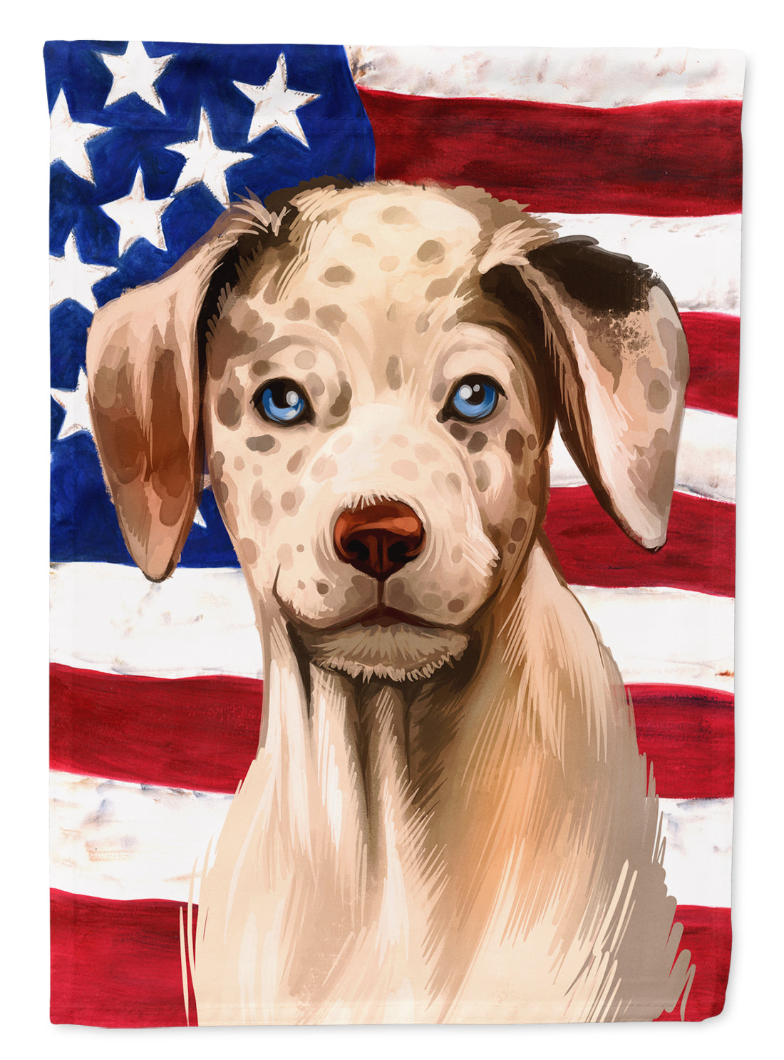 Catahoula Leopard Dog American Flag Flag Canvas House Size CK6479CHF