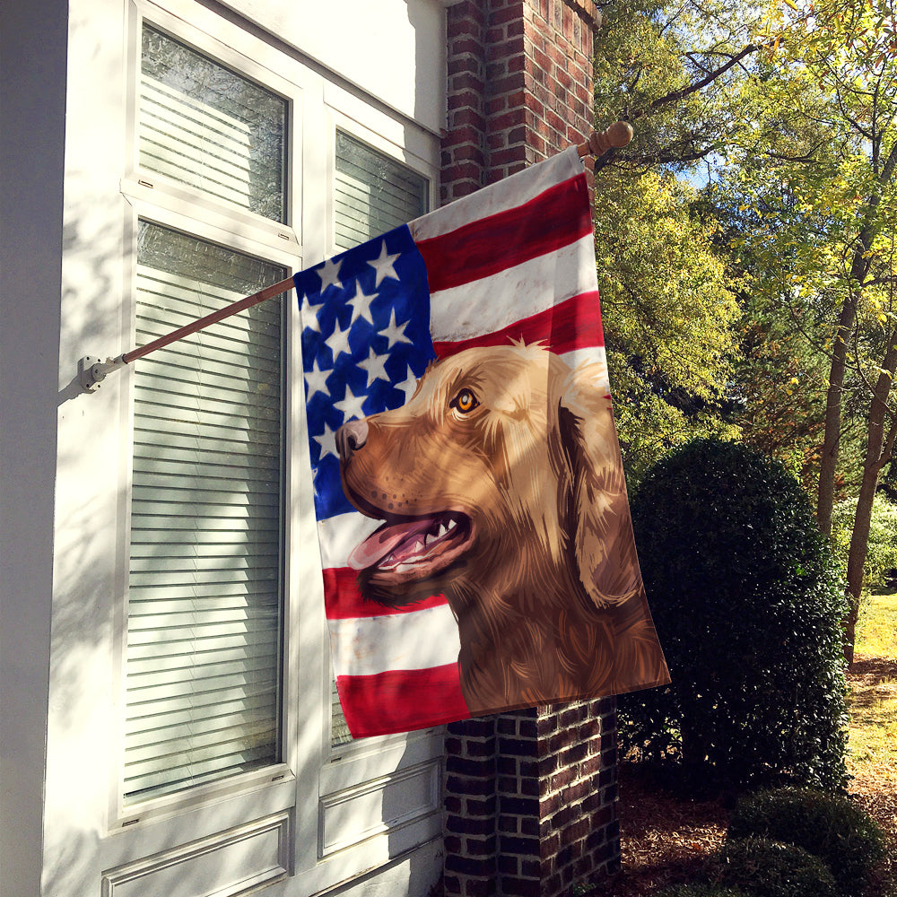 Chesapeake Bay Retriever American Flag Flag Canvas House Size CK6486CHF