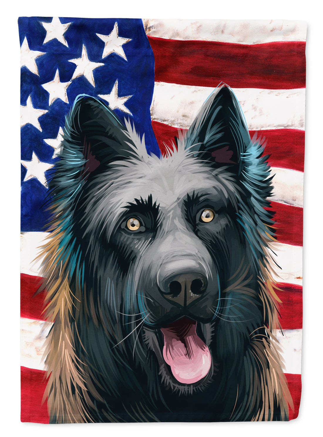 Dutch Shepherd Dog American Flag Flag Canvas House Size CK6507CHF
