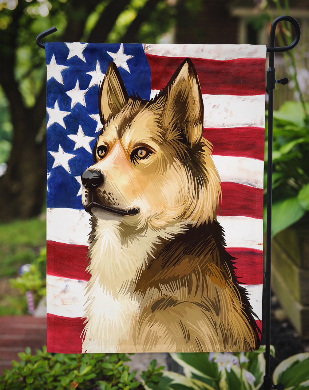 East Siberian Laika Dog American Flag Flag Garden Size CK6509GF