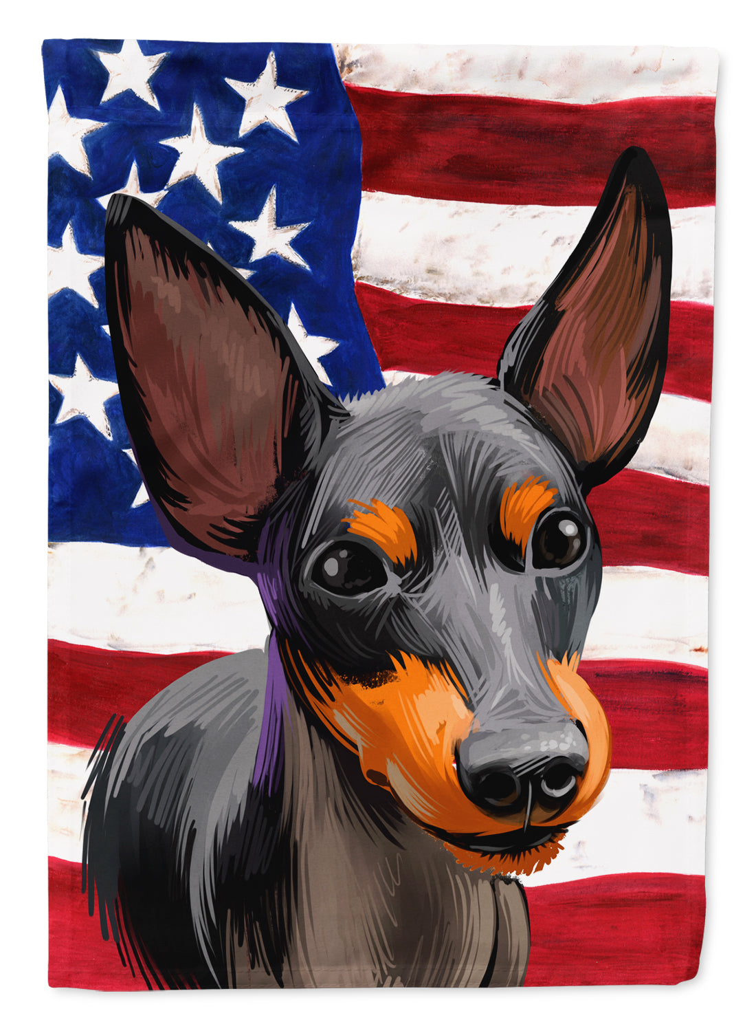 English Toy Terrier American Flag Flag Canvas House Size CK6515CHF