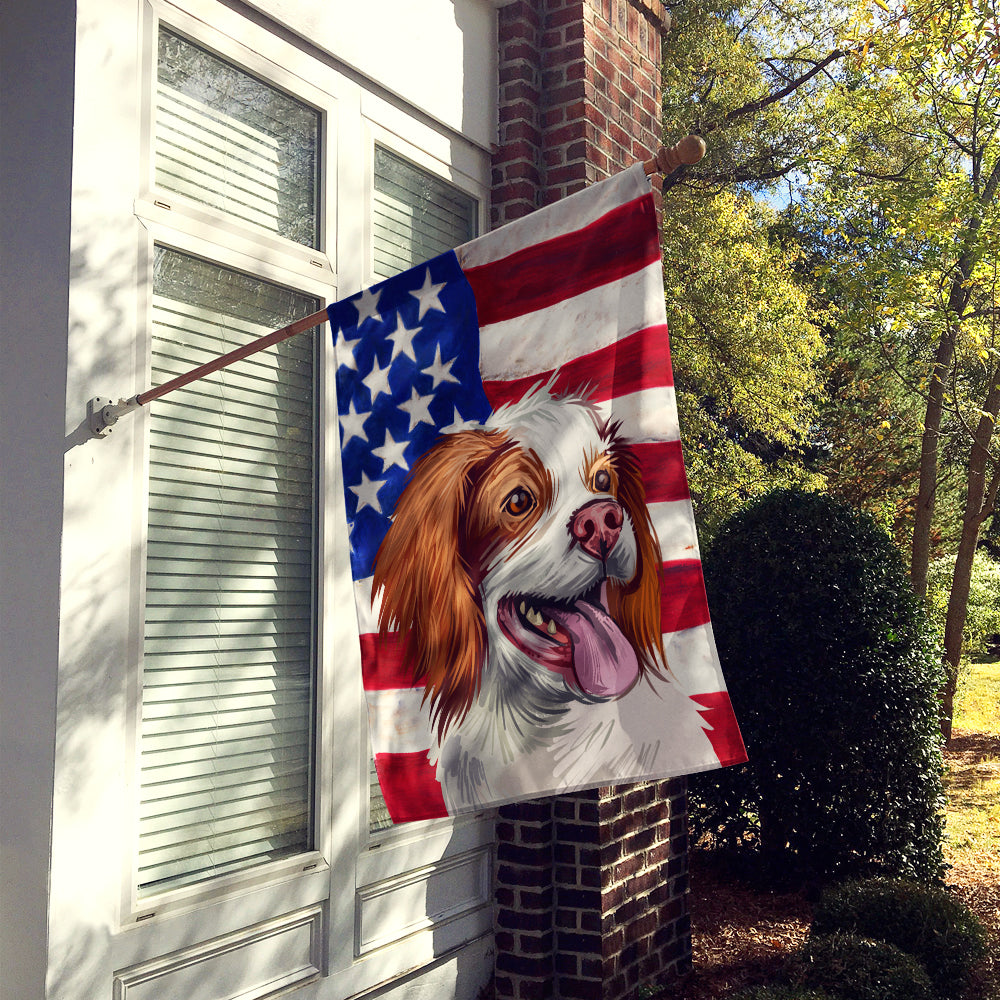 French Brittany Dog American Flag Flag Canvas House Size CK6529CHF
