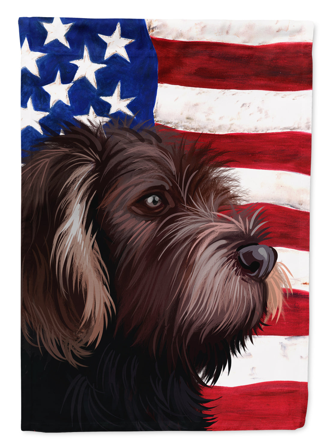 German Roughhaired Pointer American Flag Flag Canvas House Size CK6535CHF