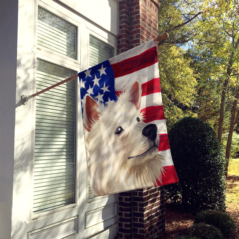 Indian Spitz Dog American Flag Flag Canvas House Size CK6568CHF