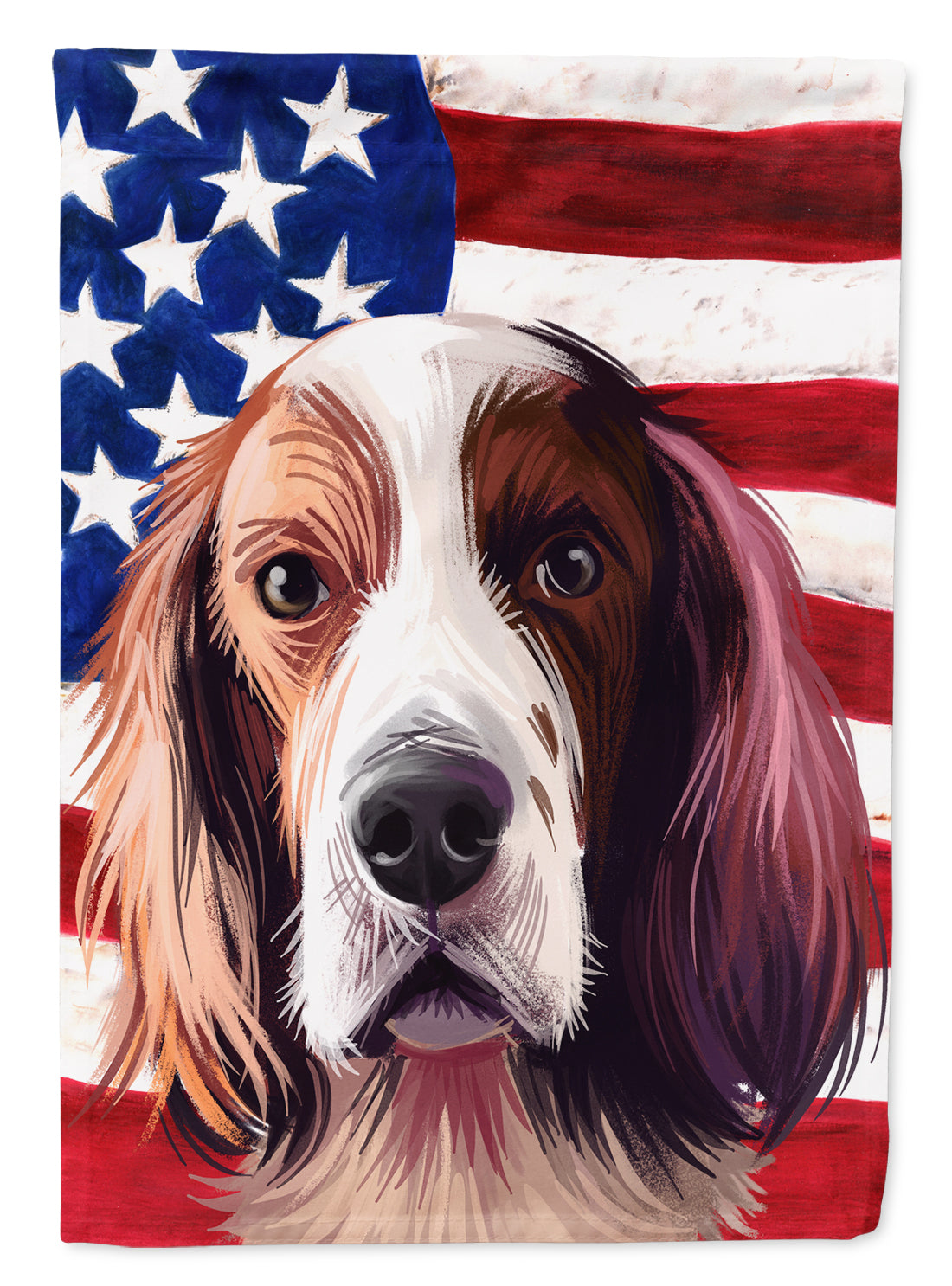 Irish Red and White Setter American Flag Flag Canvas House Size CK6569CHF