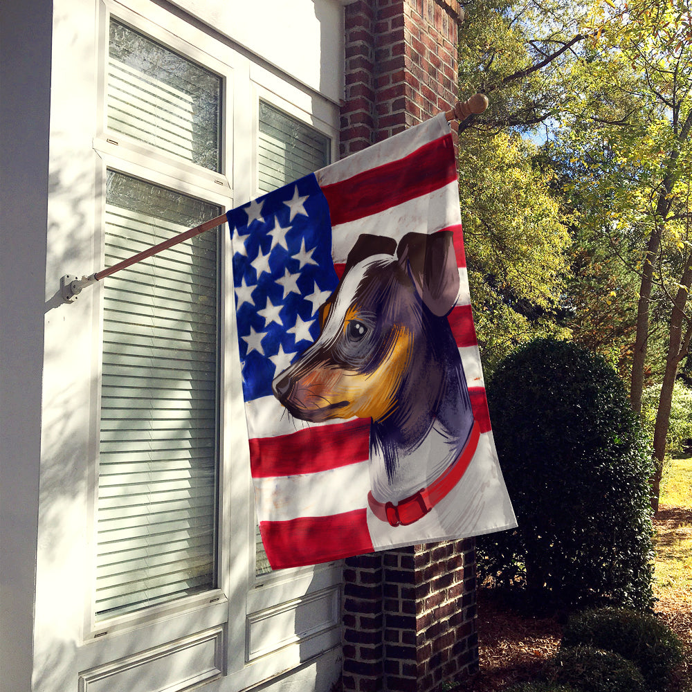 Japanese Terrier American Flag Flag Canvas House Size CK6582CHF
