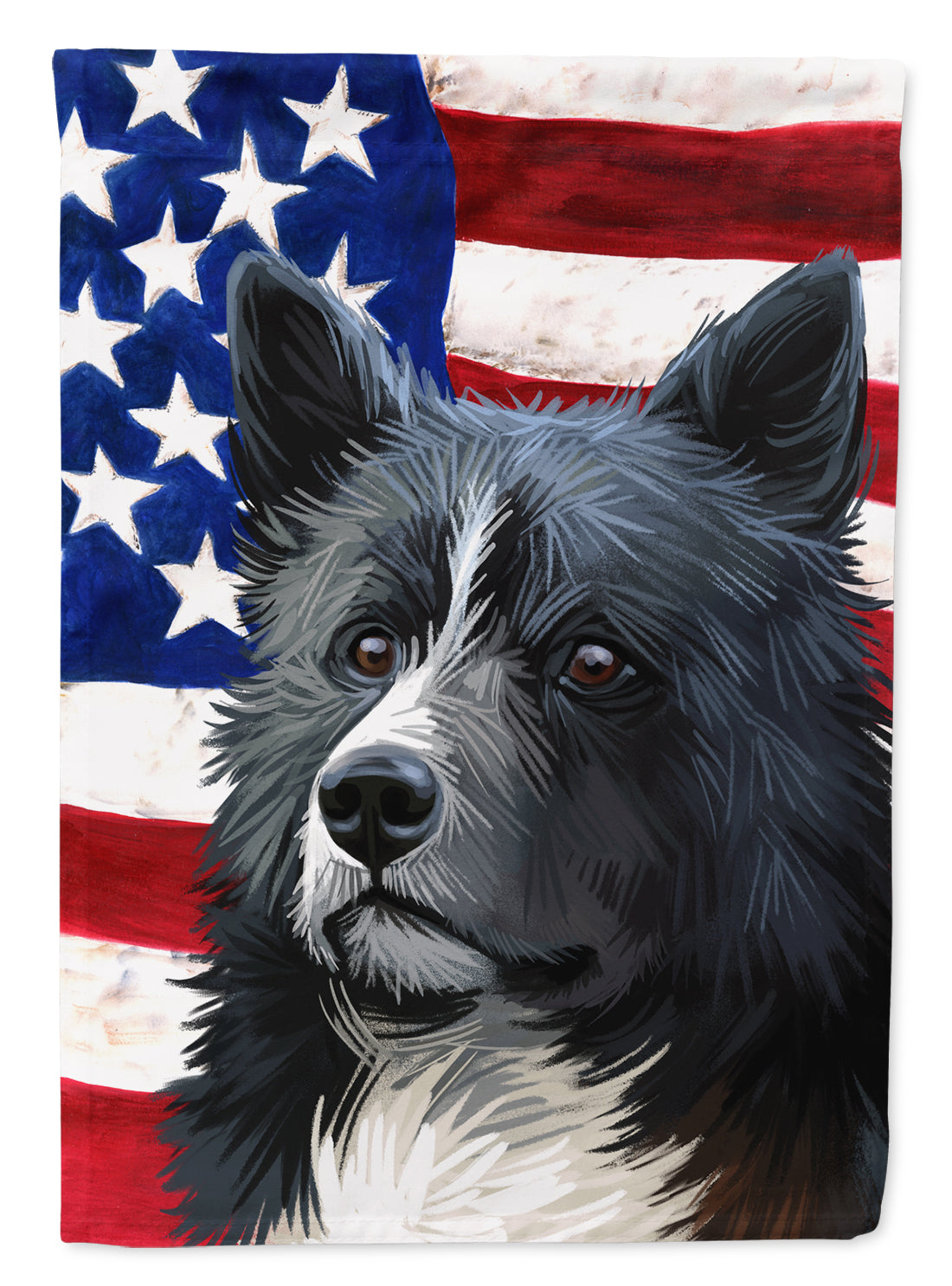 Karelian Bear Dog American Flag Flag Canvas House Size CK6586CHF