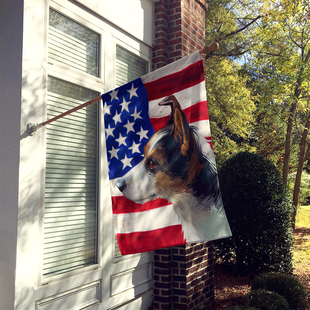 Miniature Fox Terrier Dog American Flag Flag Canvas House Size CK6617CHF