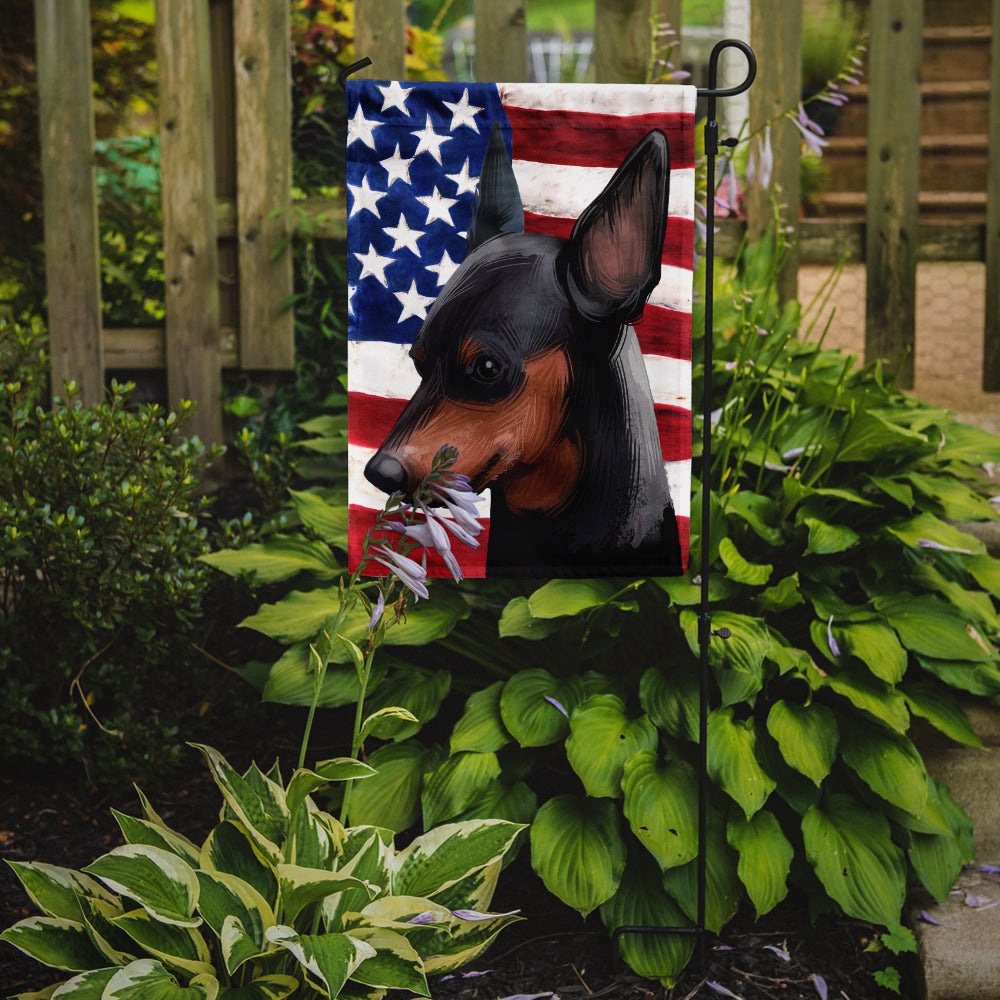 Miniature Pinscher Dog American Flag Flag Garden Size CK6618GF