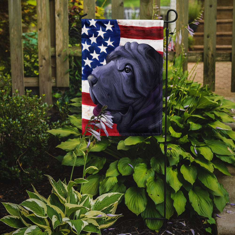 Miniature Shar Pei Dog American Flag Flag Garden Size CK6620GF