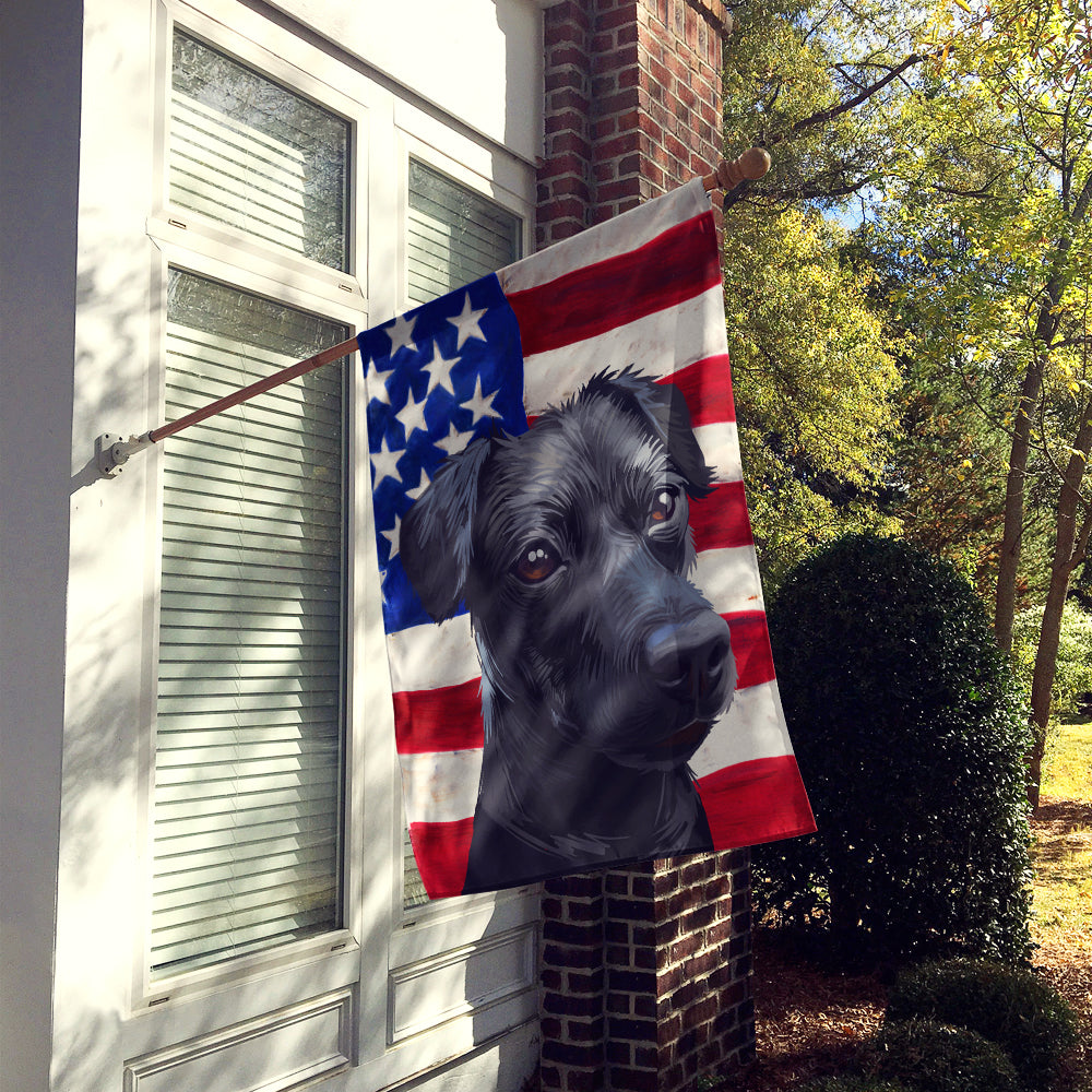Patterdale Terrier Dog American Flag Flag Canvas House Size CK6638CHF