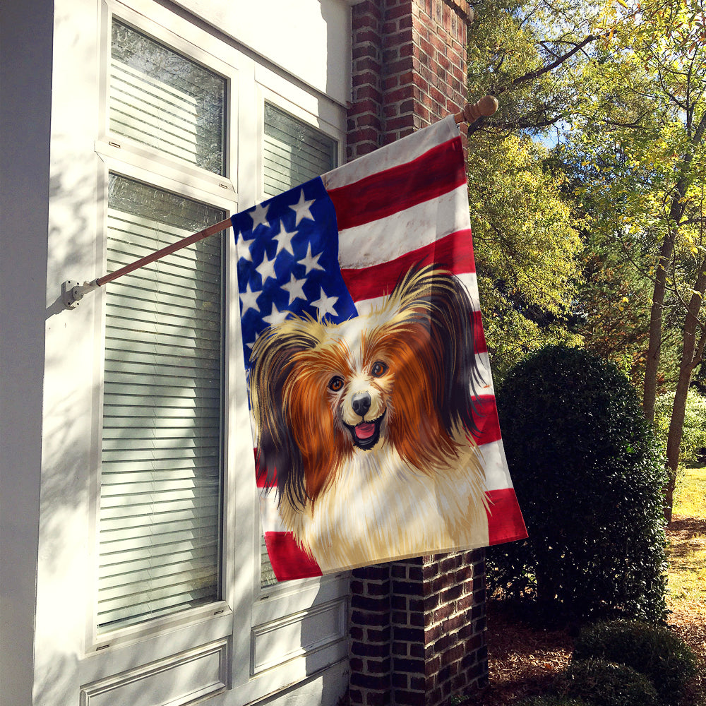 Phalene Dog American Flag Flag Canvas House Size CK6642CHF
