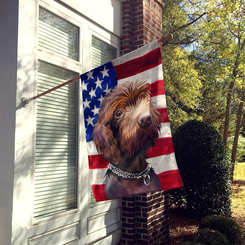 Pudelpointer Dog American Flag Flag Canvas House Size CK6664CHF