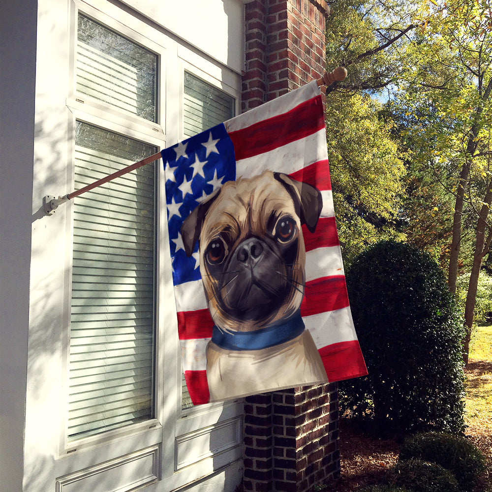 Pug Dog American Flag Flag Canvas House Size CK6665CHF