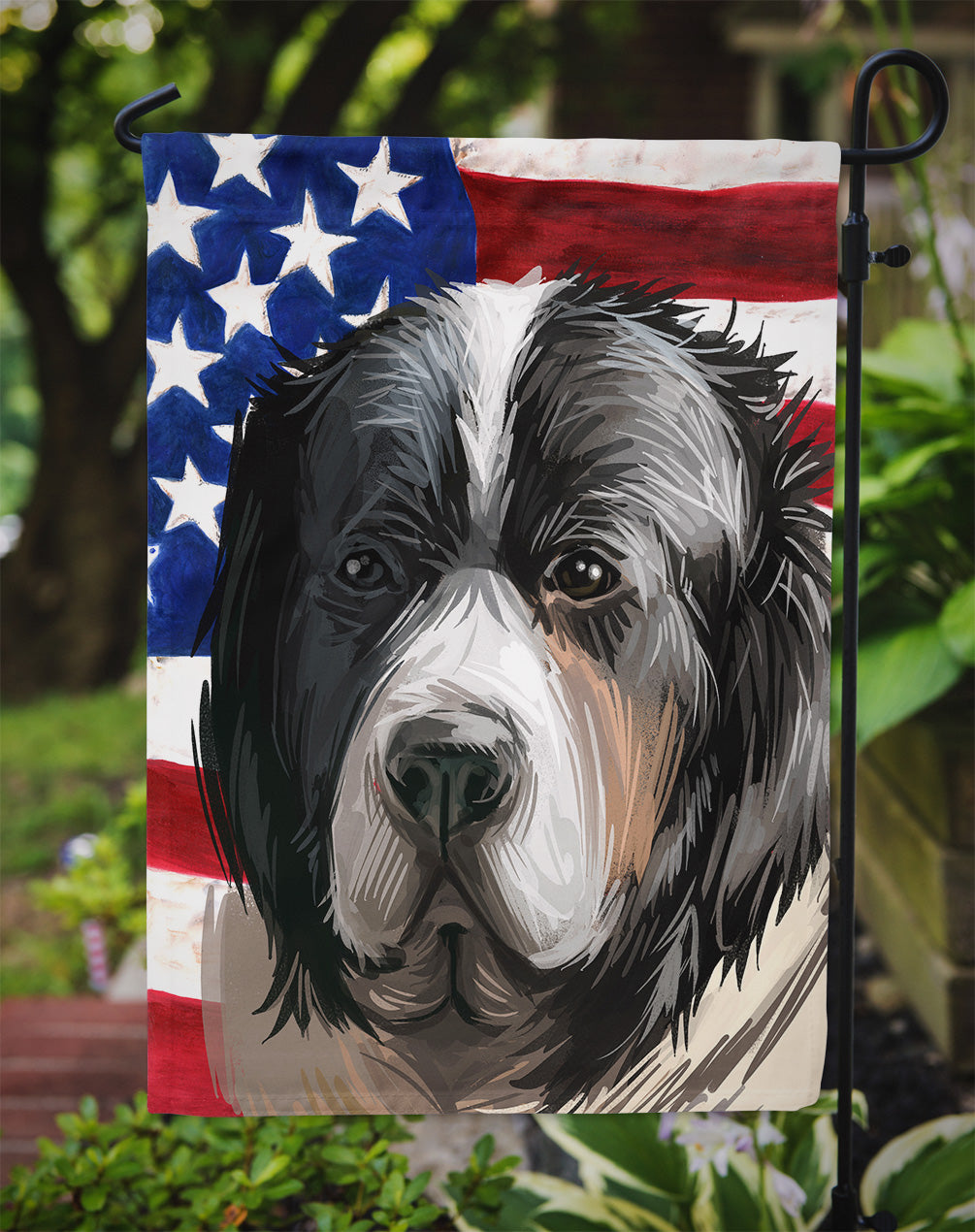 Pyrenean Mastiff Dog American Flag Flag Garden Size CK6669GF
