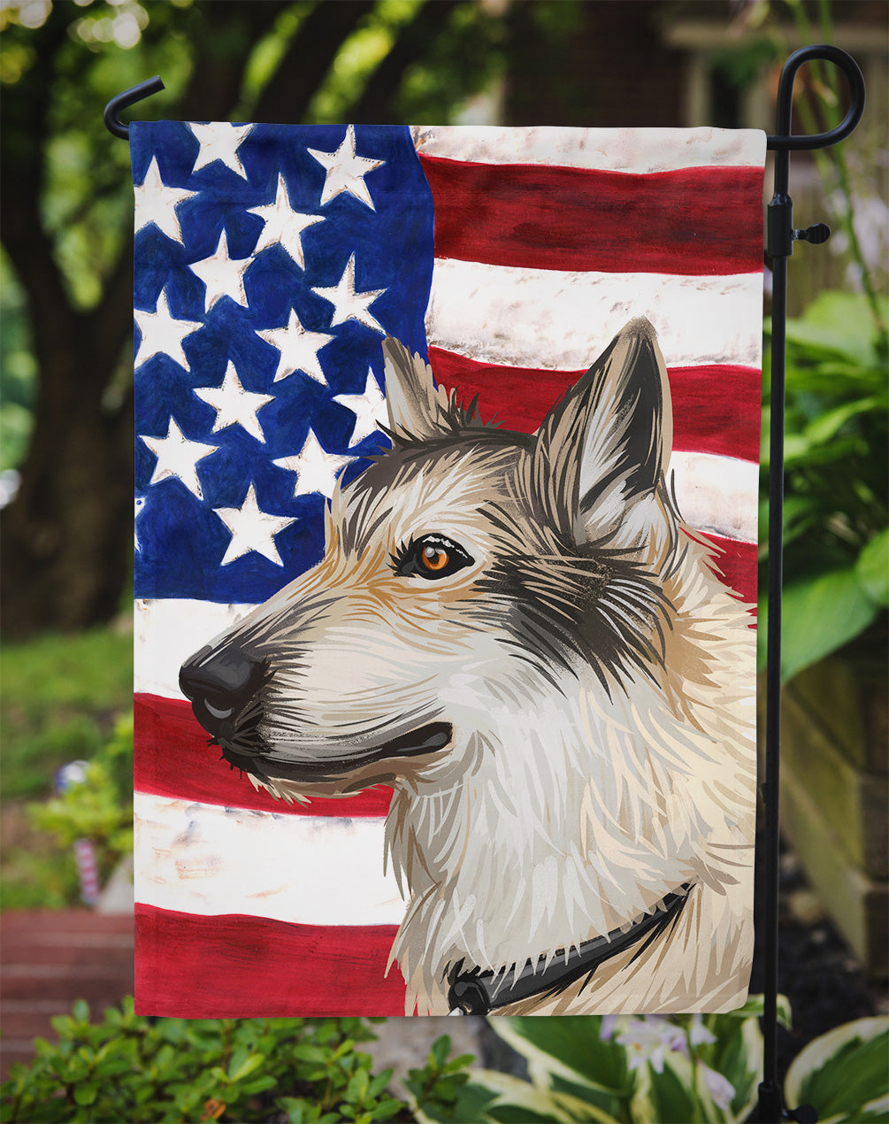 Saarloos Wolfdog Dog American Flag Flag Garden Size CK6682GF