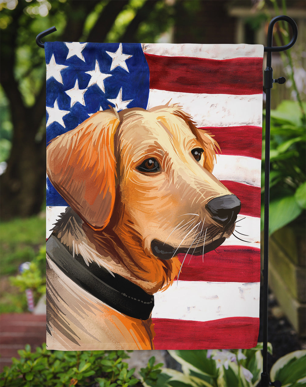 Schiller hound Dog American Flag Flag Garden Size CK6691GF