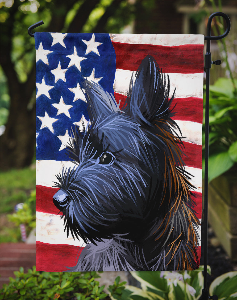 Skye Terrier Dog American Flag Flag Garden Size CK6709GF