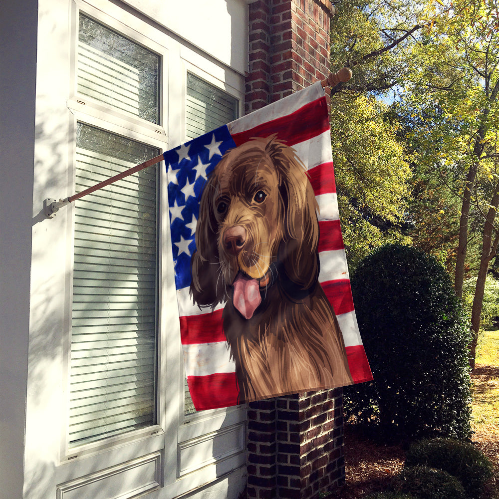Sussex Spaniel Dog American Flag Flag Canvas House Size CK6729CHF