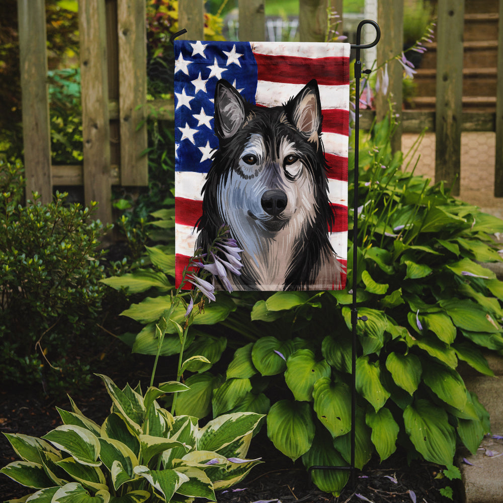 Tamaskan Dog American Flag Flag Garden Size CK6734GF
