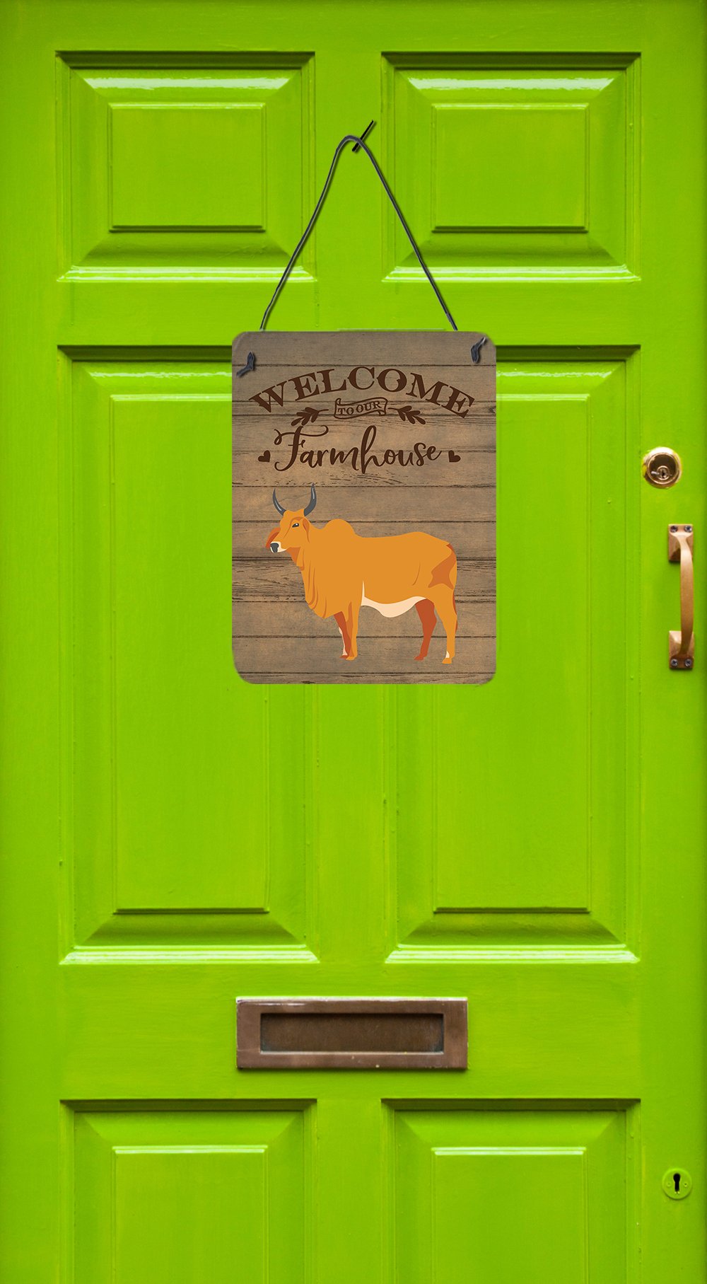 Zebu Indicine Cow Welcome Wall or Door Hanging Prints CK6769DS1216 by Caroline's Treasures