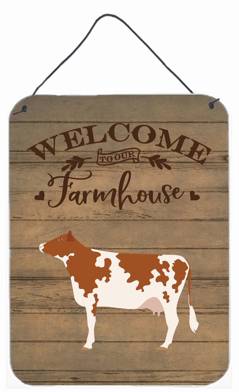 Ayrshire Cow Welcome Wall or Door Hanging Prints CK6771DS1216 by Caroline's Treasures