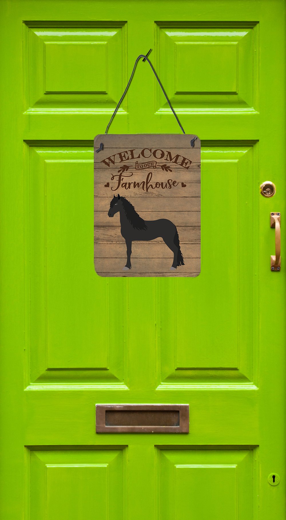 Friesian Horse Welcome Wall or Door Hanging Prints CK6859DS1216 by Caroline's Treasures