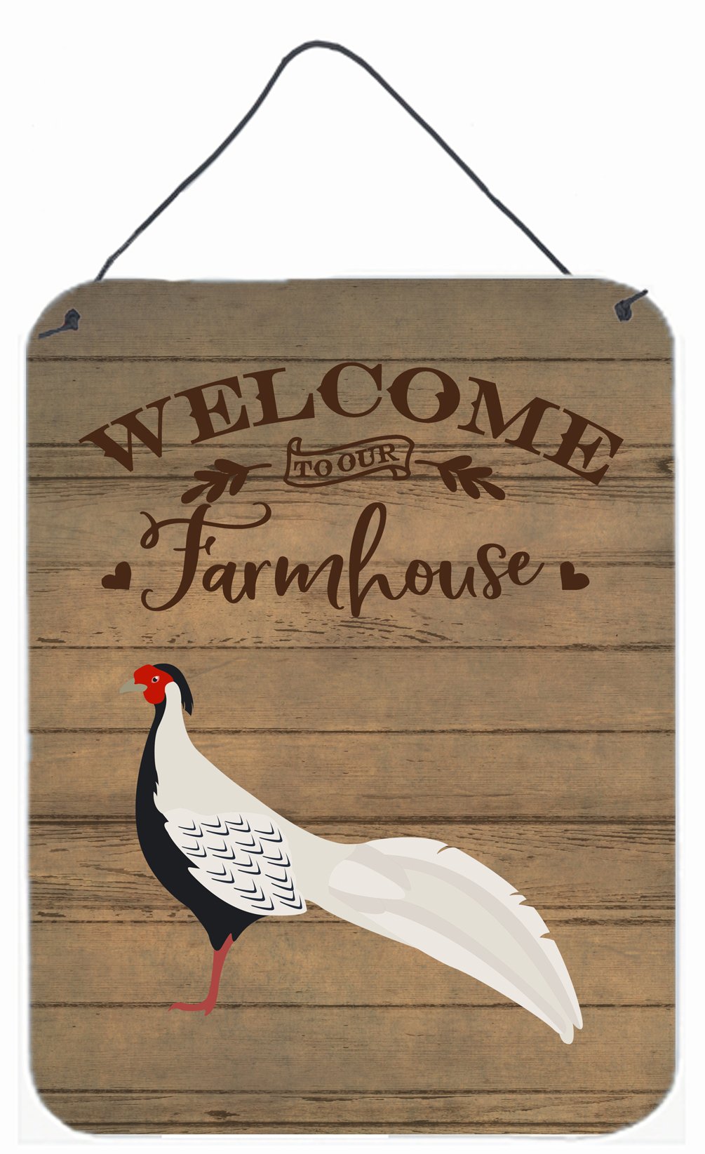 Silver Pheasant Welcome Wall or Door Hanging Prints CK6873DS1216 by Caroline's Treasures