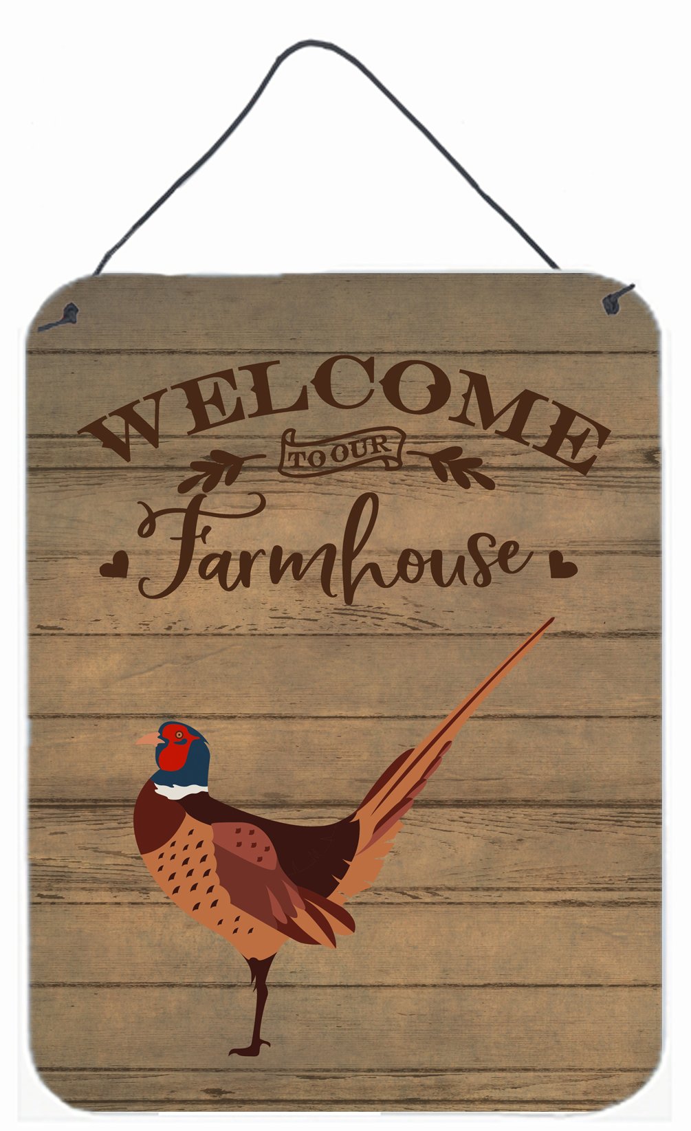 Ring-necked Common Pheasant Welcome Wall or Door Hanging Prints CK6874DS1216 by Caroline's Treasures