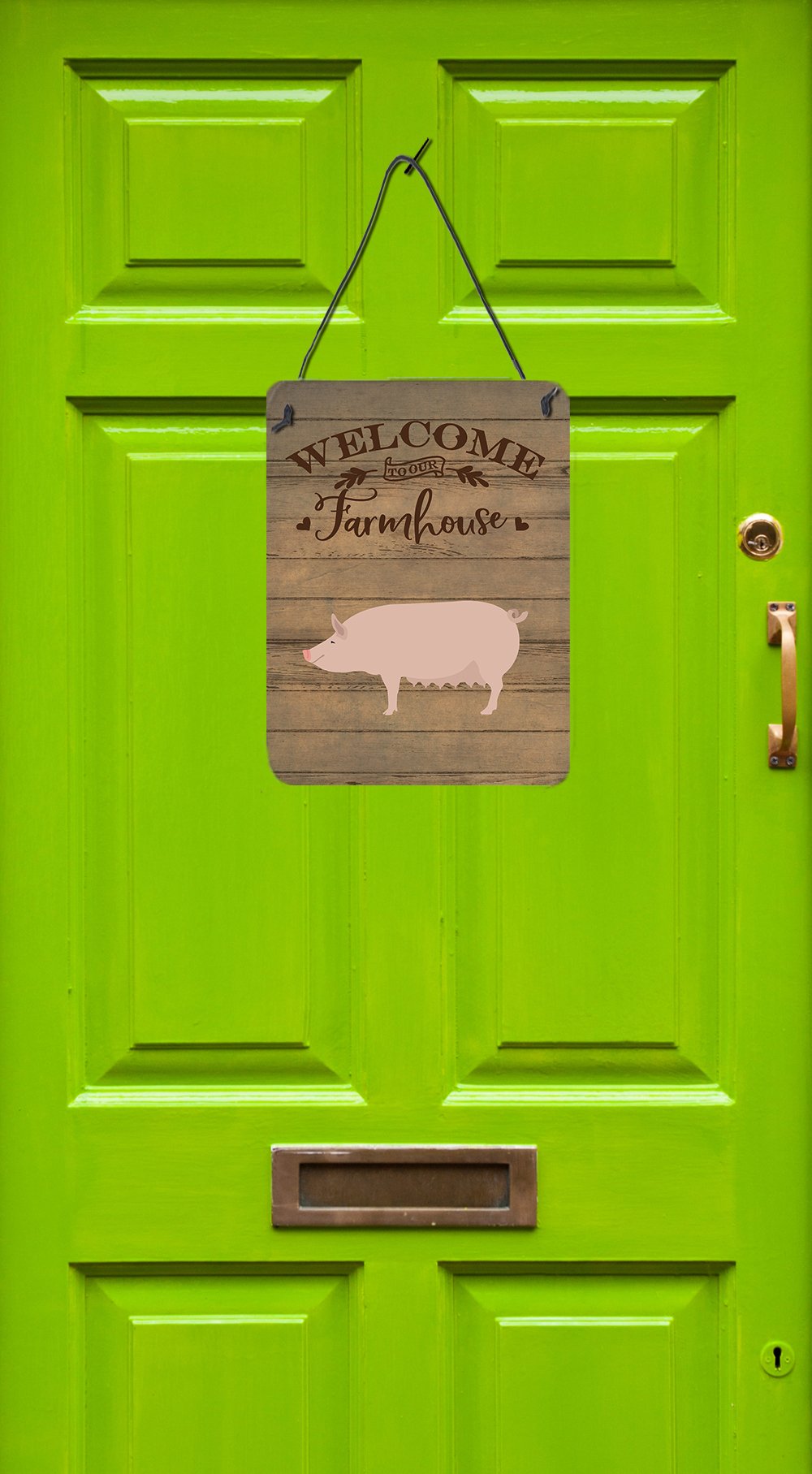 English Large White Pig Welcome Wall or Door Hanging Prints CK6882DS1216 by Caroline's Treasures