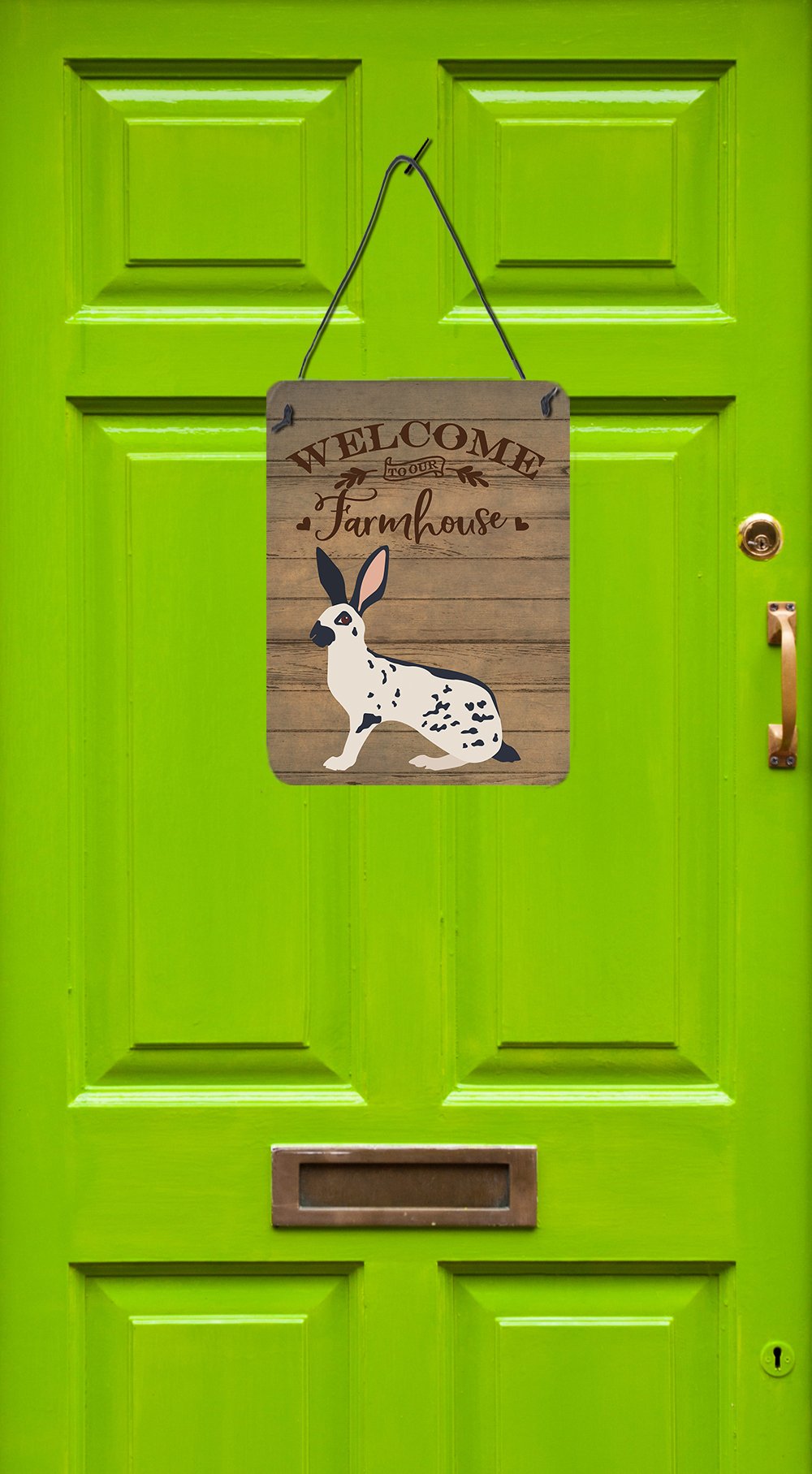 English Spot Rabbit Welcome Wall or Door Hanging Prints CK6905DS1216 by Caroline's Treasures