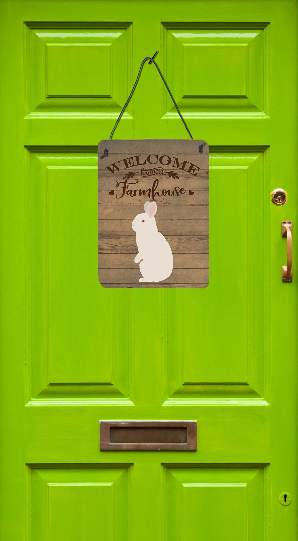 New Zealand White Rabbit Welcome Wall or Door Hanging Prints CK6909DS1216 by Caroline's Treasures