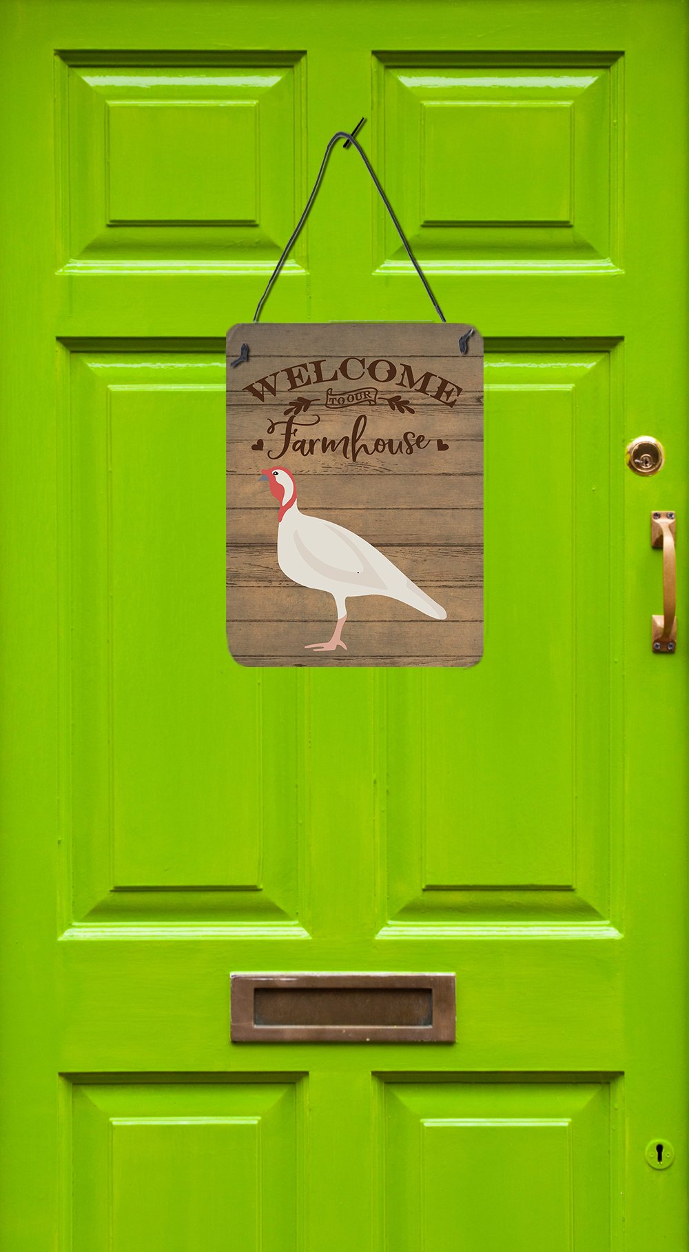Beltsville Small White Turkey Hen Welcome Wall or Door Hanging Prints CK6933DS1216 by Caroline's Treasures