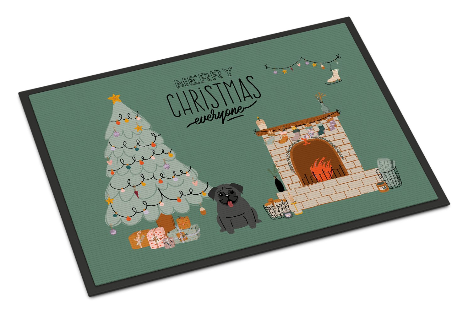 Black Pug Christmas Everyone Indoor or Outdoor Mat 24x36 CK7569JMAT by Caroline's Treasures