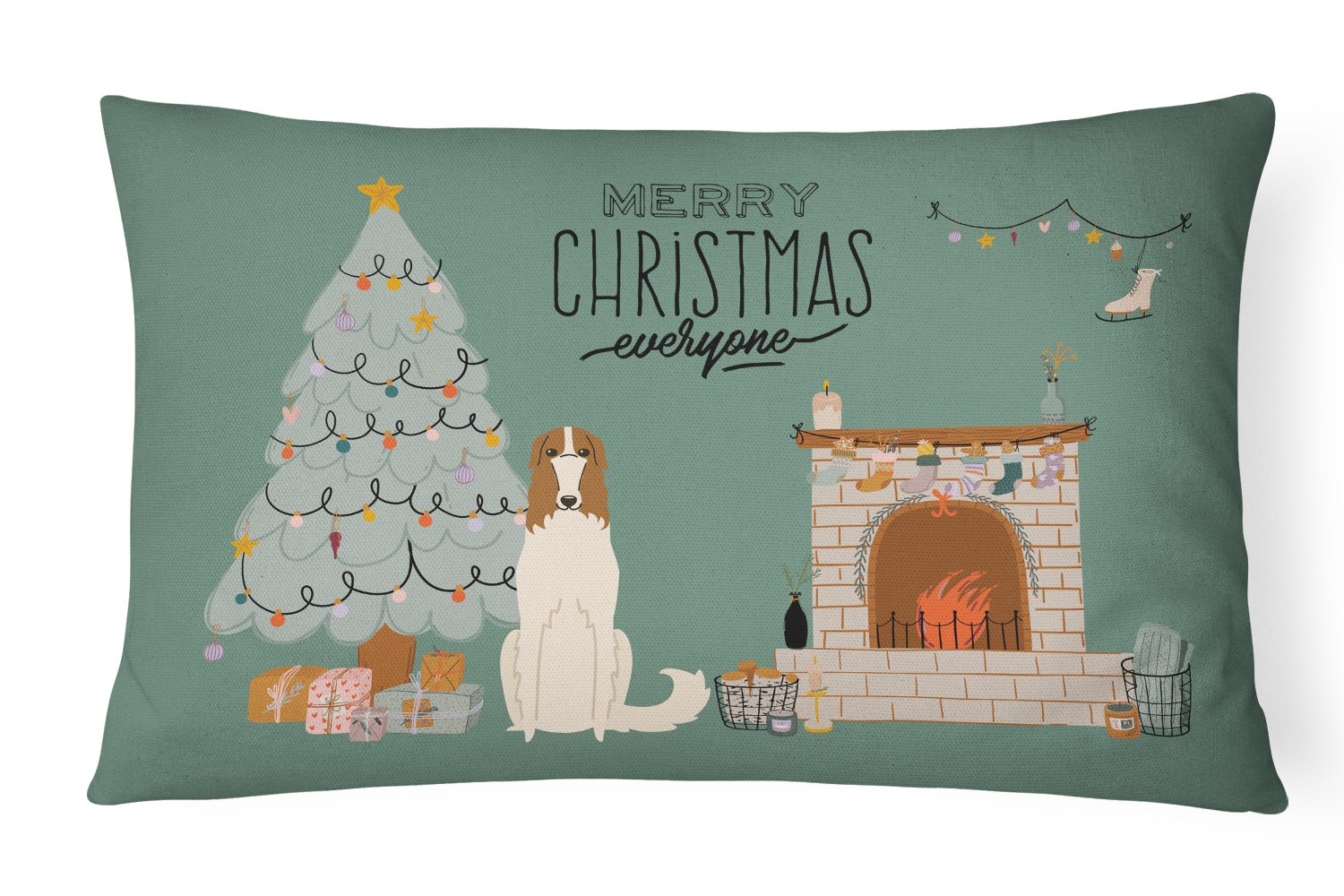 Borzoi Christmas Everyone Canvas Fabric Decorative Pillow CK7586PW1216 by Caroline's Treasures