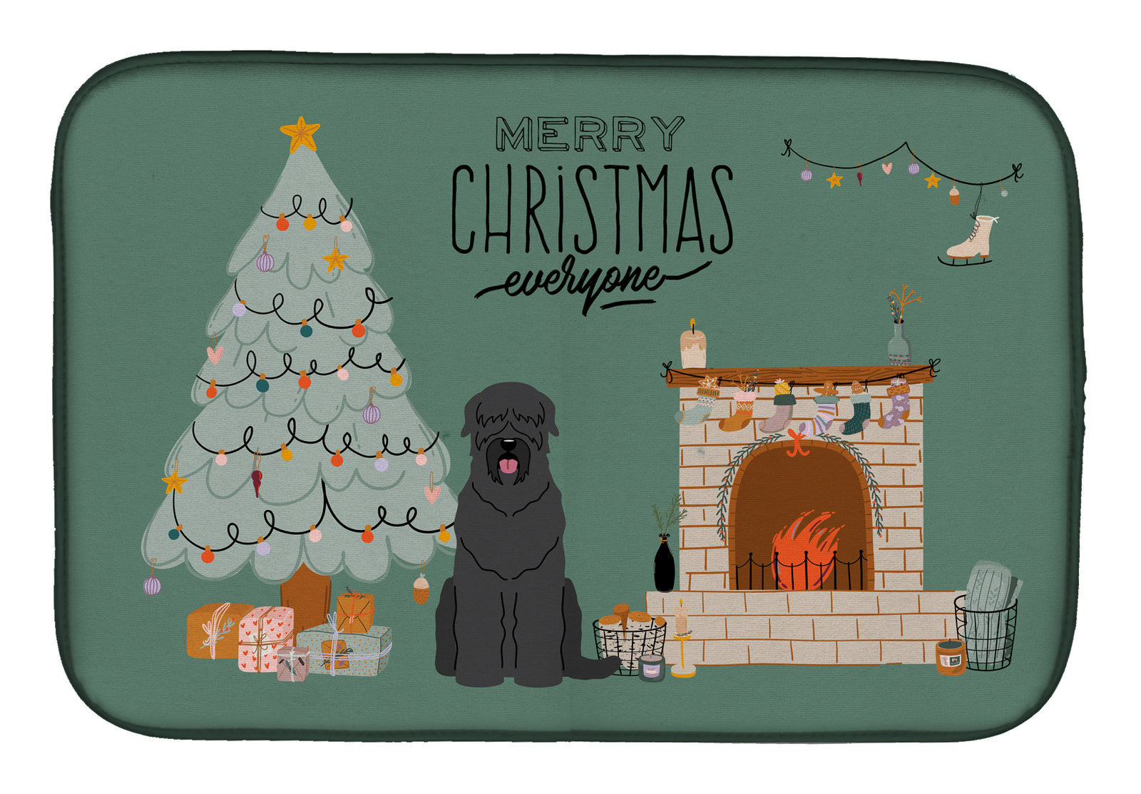 Black Russian Terrier Christmas Everyone Dish Drying Mat CK7589DDM
