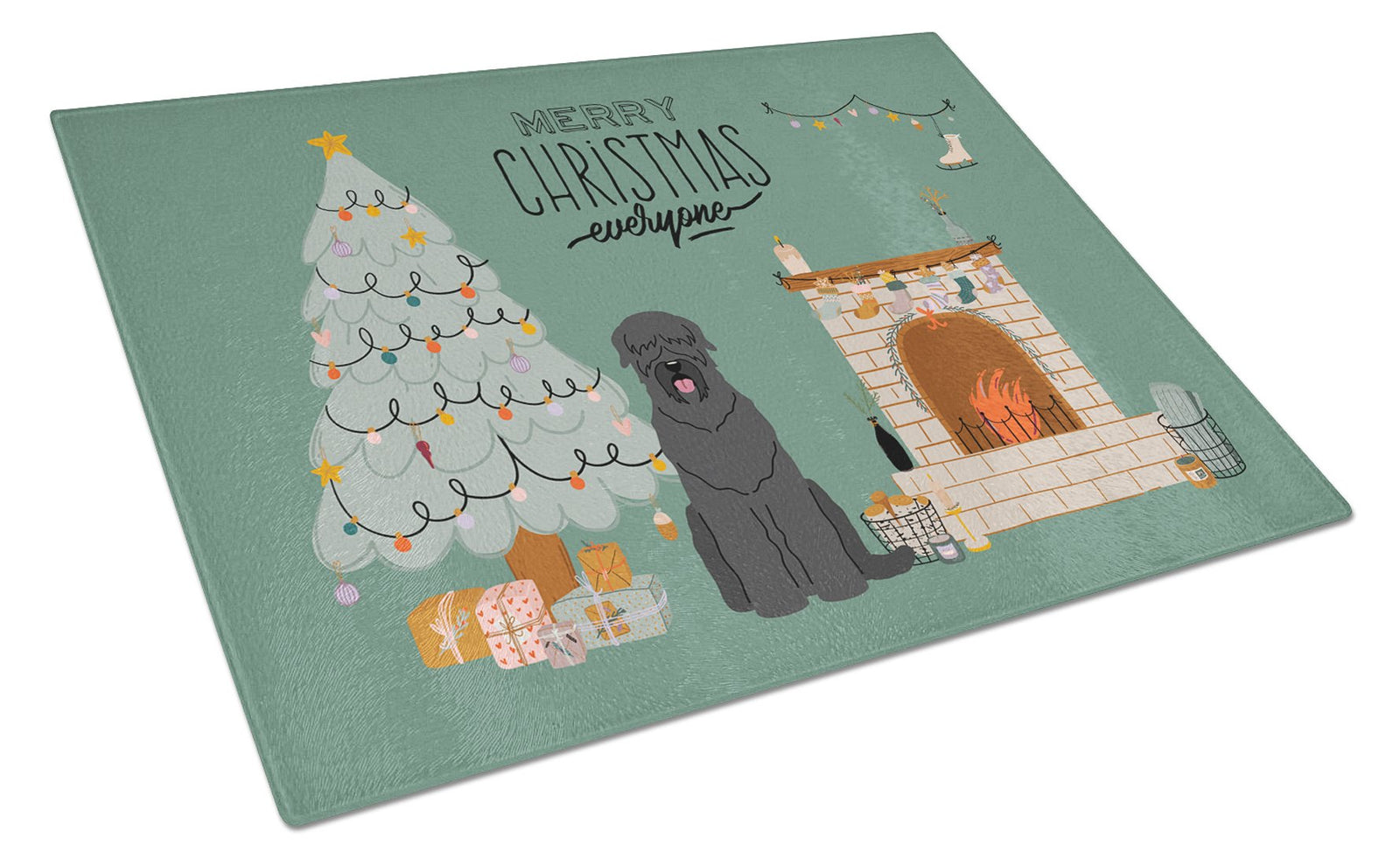 Black Russian Terrier Christmas Everyone Glass Cutting Board Large CK7589LCB by Caroline's Treasures