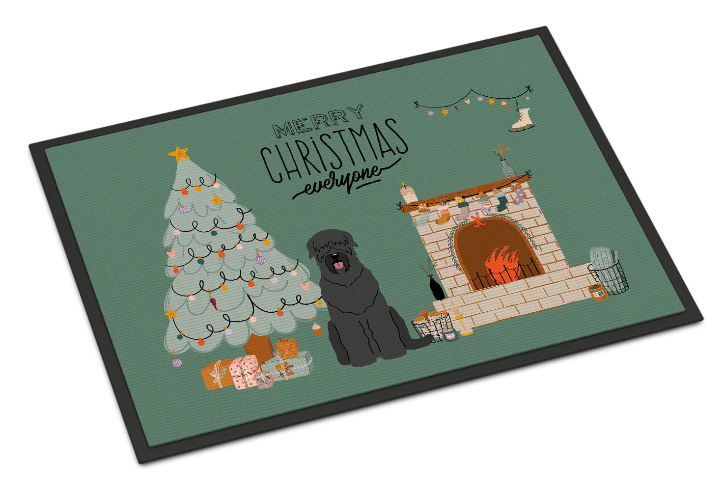 Black Russian Terrier Christmas Everyone Indoor or Outdoor Mat 18x27 CK7589MAT - the-store.com