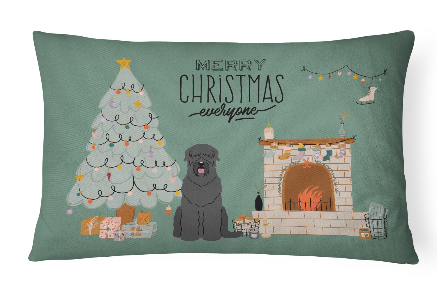 Black Russian Terrier Christmas Everyone Canvas Fabric Decorative Pillow CK7589PW1216 by Caroline's Treasures