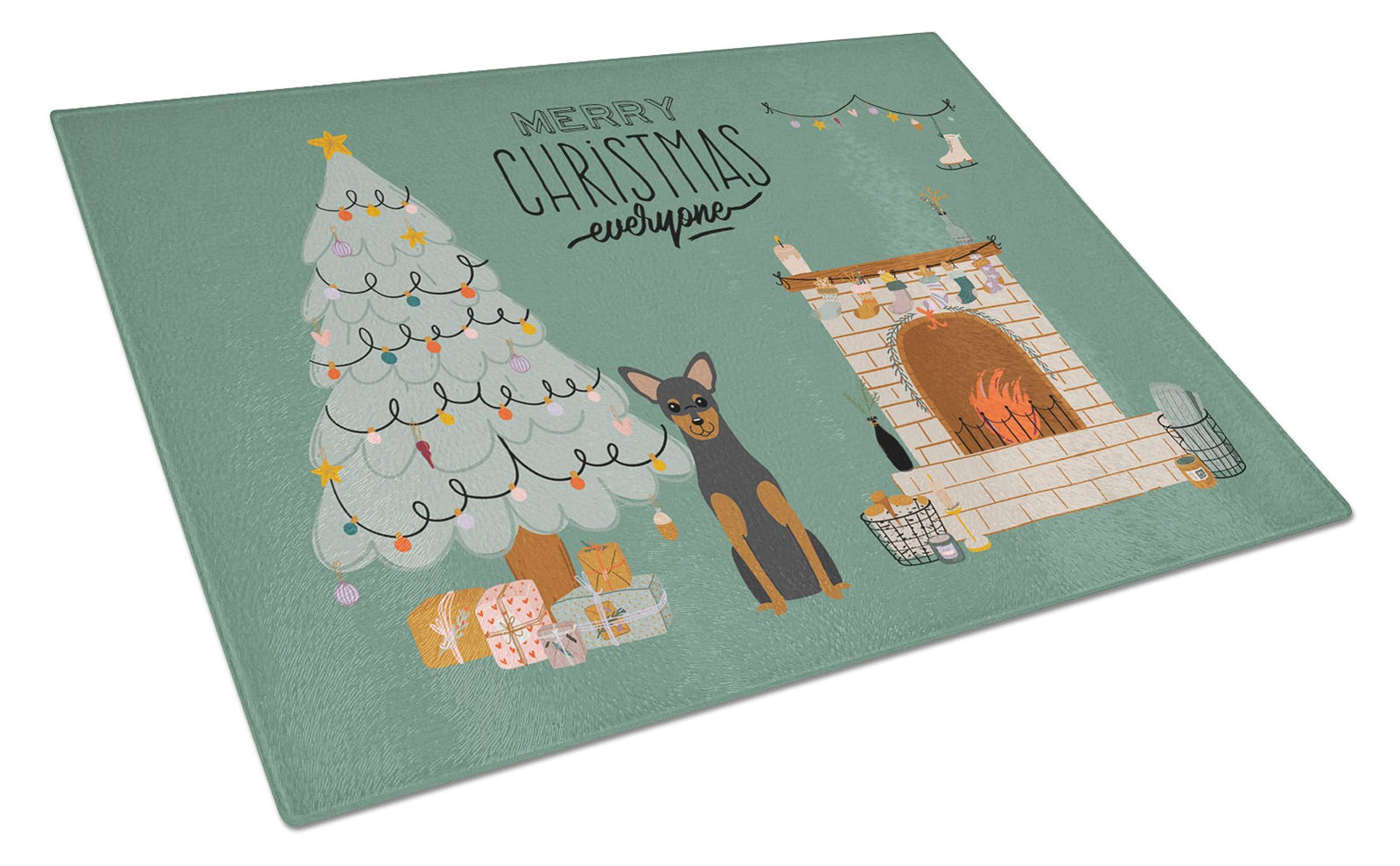 Manchester Terrier Christmas Everyone Glass Cutting Board Large CK7591LCB by Caroline's Treasures