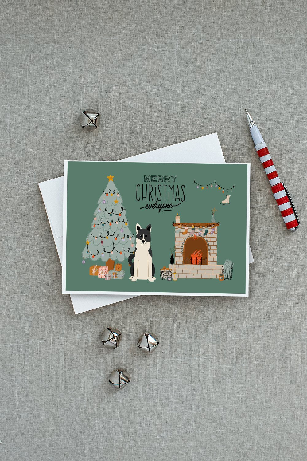 Russo-European Laika Spitz Christmas Everyone Greeting Cards and Envelopes Pack of 8 - the-store.com
