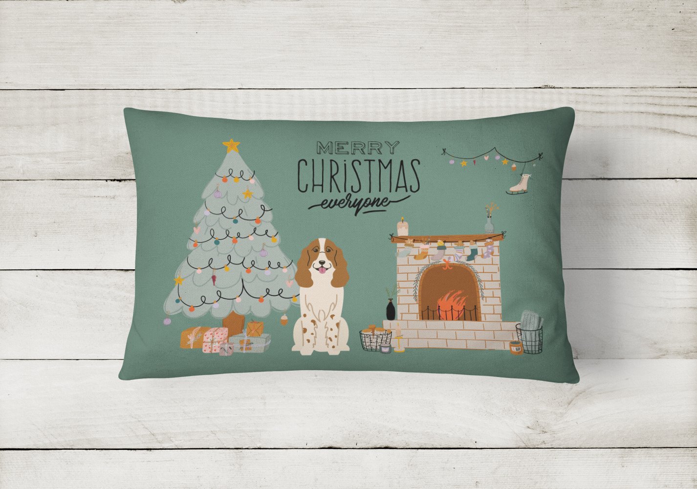 Russian Spaniel Christmas Everyone Canvas Fabric Decorative Pillow CK7594PW1216 by Caroline's Treasures