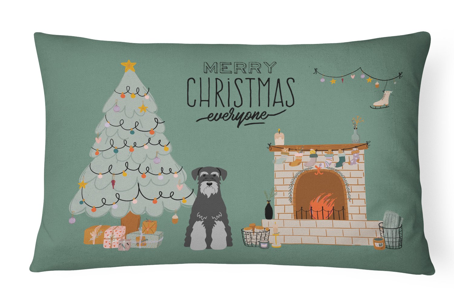 Black Grey Standard Schnauzer Christmas Everyone Canvas Fabric Decorative Pillow CK7597PW1216 by Caroline's Treasures