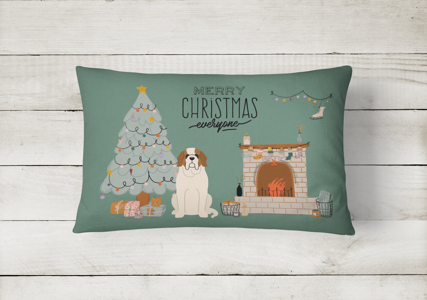 Saint Bernard Christmas Everyone Canvas Fabric Decorative Pillow CK7598PW1216 by Caroline's Treasures